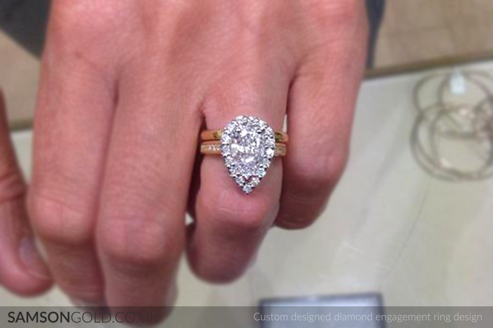 Custom designed Pear Diamond ring by www.samsongold.co.uk